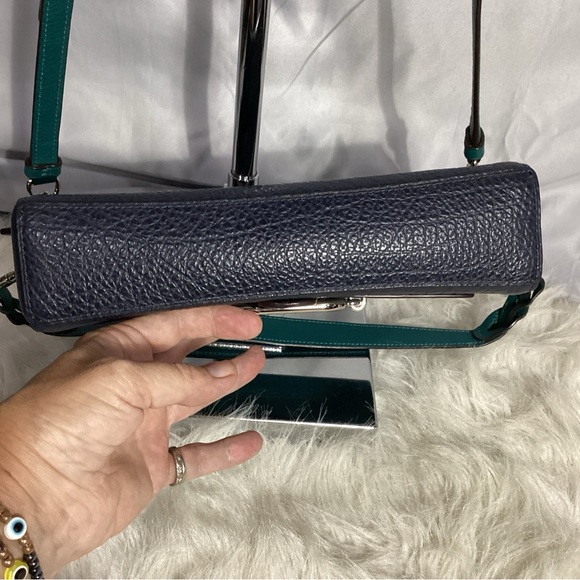 Coach Jade Color Block 1923-F91070 Leather Convertible Bag Midnight Viridian - Picture 8 of 13